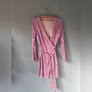 Women's Red And Periwinkle Wrap Dress